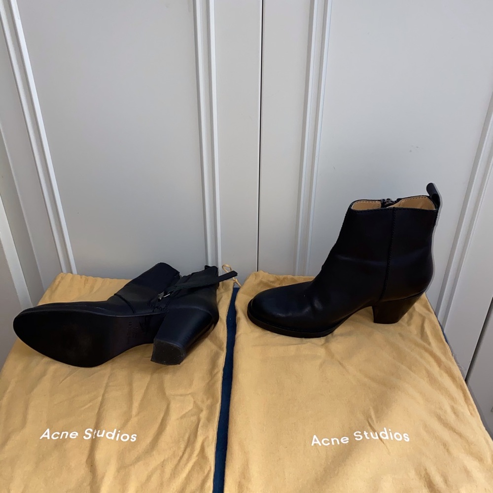 Stacked heel leather Acne Studios boots in black - Picture 3 of 8